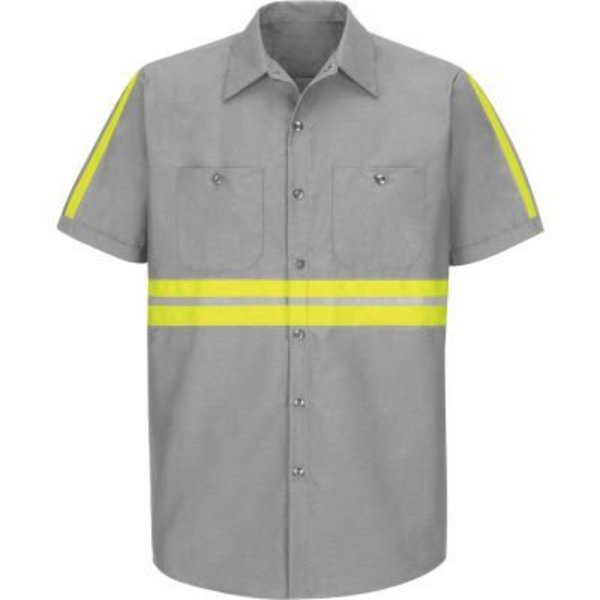 Vf Imagewear Red Kap® Enhanced Visibility Industrial Short Sleeve Work Shirt, Gray, Poly/Cotton, Regular 4XL SP24EGSS4XL